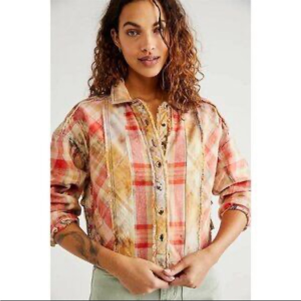 We The Free Women's Plaid Button-Down Shirt - Red and Orange